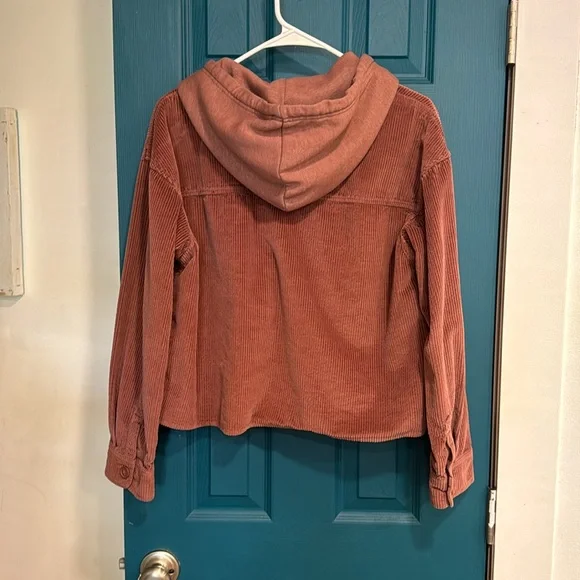 American Eagle brown corduroy cropped hoodie - M - Picture 3 of 4